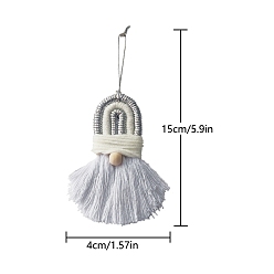Гейнсборо Рождественские хлопковые кулоны с Санта-Клаусом и макраме, украшения, для подвесных украшений на елку, светло-серые, 150x40 мм