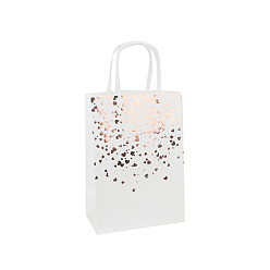 Сердце Пакеты из крафт-бумаги в стиле штамповки, с ручкой, подарочные пакеты, сумки для покупок, прямоугольные, Сердце Pattern, 15x8x21 см