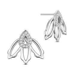 Платина Серьги-гвоздики из стерлингового серебра с родиевым покрытием и платиновым покрытием, с ааа класс фианитами, 925 мм