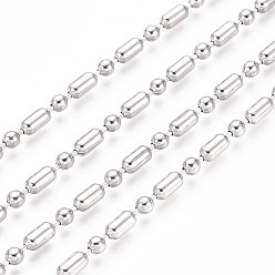 Stainless Steel Color 304 Stainless Steel Ball Chains, Stainless Steel Color, Column: 6x3mm, Ball: 3mm