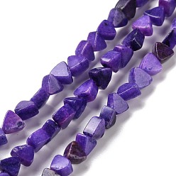 Blue Violet Natural Calcite Beads Strands, Dyed, Triangle, Blue Violet, 5.5x6x3.5mm, Hole: 0.8mm, about 81pcs/strand, 15.94 inch(40.5cm)