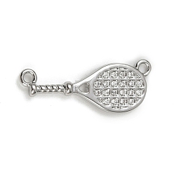 Платина Латунные микро проложить кубического циркония подвески, долговечный, без кадмия и без свинца, стойки покрытие, ракетка, платина, 8x21.5x1 мм, отверстие : 1.4 мм