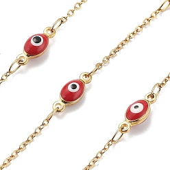 Красный Цепи из эмали и нержавеющей стали, ионное покрытие (ip), пайки, реальный 304 k позолоченный, злые глаза, с катушкой, красные, 18 мм