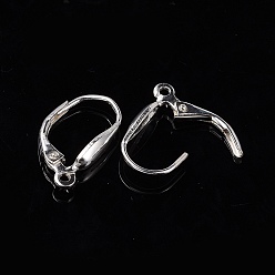 Silver 925 Sterling Silver Leverback Hoop Earrings Findings, Silver, 17x10x3.5mm, Hole: 1mm, Pin: 1.5mm