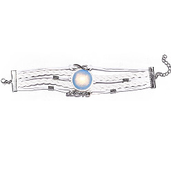 Опал Искусственная кожа шнур многожильных браслеты, браслеты с опаловыми звеньями для мужчин и женщин, 9-1/8 дюйм (23 см)