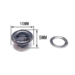 Черный Цвет Металла Латунные втулки, с железной прокладкой, для изготовления пакетов, плоско-круглые, металлический черный , 1x0.5 см, отверстие : 5 мм