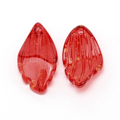 FireBrick Foil Lampwork Pendants, Iris Petaline, FireBrick, 20.5~22.5x12x4.5~5.5mm, Hole: 1~1.2mm