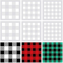 Square PET Plastic Drawing Painting Stencils Templates, For DIY Scrapbooking, Square, Square Pattern, 30.3x30.3x0.03cm, 6pcs/set, pattern: 28mm, 35.5mm, 51mm