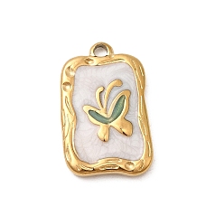Rectangle 304 нержавеющей стальной эмали подвески, бабочка, ионное покрытие (ip), золотые, прямоугольные, 18x11x2 мм, отверстие : 1.6 мм