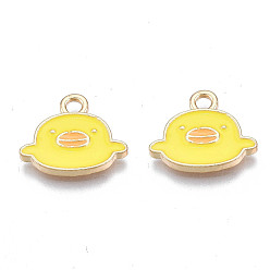 Желтый Сплав эмали прелести, без кадмия, без никеля и без свинца, золотой свет, утка, желтые, 12x14.5x1.5 мм, отверстие : 2 мм