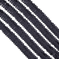 Черный Эластичная отделка из пластикового блестка, лента с блестками, Аксессуары для орнаментов, чёрные, 25x1.5 мм, 10 м / рулон