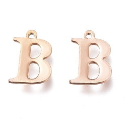 Letter B Вакуумное покрытие pvd 304 подвески из нержавеющей стали, лазерная резка, алфавит, розовое золото , letter.b, 12x8.5x0.8 мм, отверстие : 1 мм