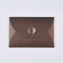 Coffee Retro Colored Pearl Blank Mini Paper Envelopes, Wedding Party Invitation Envelope, DIY Gift Envelope, Heart Closure Envelopes, Rectangle, Coffee, 7.2x10.5cm