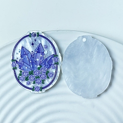 Королевский синий Овальные акриловые подвески, королевский синий, 40x32 мм