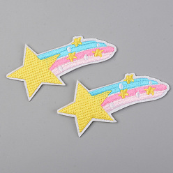 Colorful Computerized Embroidery Cloth Iron on/Sew on Patches, Appliques, Costume Accessories, Meteor, Colorful, 42x89x1.5mm