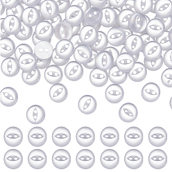 Белый 100шт 2-отверстие смоляные кнопки, плоско-круглые, белые, 9x2.5 мм, отверстие : 1.5 мм