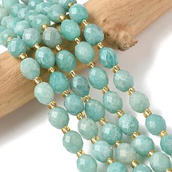 Амазонит Природных амазонит бисер нитей, граненые, рис, с бисером, 7.5~8x6~7.5 мм, отверстие : 0.8~1 мм, около 36~40 шт / нитка, 15.55~15.75'' (39.5~40 см)