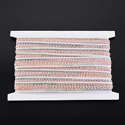 Misty Rose Nylon Ribbon, with Glass Seed Beads, Misty Rose, 3/4 inch(19~20mm)