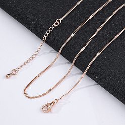 Розовое Золото Латунные цепочки панцирного плетения ожерелья для женщин, 304 из нержавеющей стали застежкой омар, стойки покрытие, без свинца и без кадмия, долговечный, розовое золото , 17.80 дюйм (45.2 см)