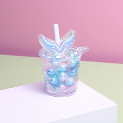 Светло-Голубой Большие подвески из светящейся смолы в виде напитка, светящиеся в темноте подвески в виде рыбьего хвоста, Небесно-голубой, 54x42 мм