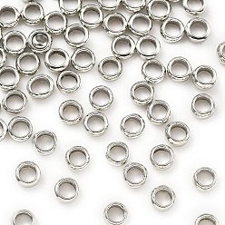 Платина Зажимные бусины из латуни, платина, 3.5x2 мм, отверстие : 2 мм