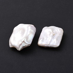 Antique White Natural Keshi Pearl Beads, Cultured Freshwater Pearl, No Hole/Undrilled, Rectangle, Antique White, 21~32x19~21x8~12.5mm