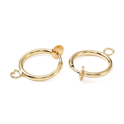 Light Gold Латунные серьги с клипсами, с горизонтальными петлями, золотой свет, 16x13x1.5 мм, отверстие : 2.3 мм