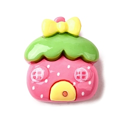 Дом Темно-розовый милый кабошон из непрозрачной смолы, дом, 22x19x8.5 мм