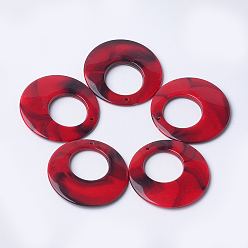 Красный Акриловые подвески, Стиль имитация драгоценных камней, плоско-круглые, красные, 47x5 мм, Отверстие : 2 мм , около 100 шт / 500 г