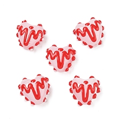 Pink Бусины лэмпворк , сердце, с эмалью, розовые, 15~15.5x16.5x8.5~9.5 мм, отверстие : 1.4 мм