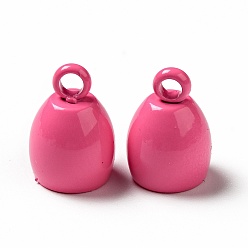 Cerise Spray Painted 201 Stainless Steel Cord Ends, Egg, Cerise, 11.5x8mm, Hole: 2mm, Inner Diameter: 6mm