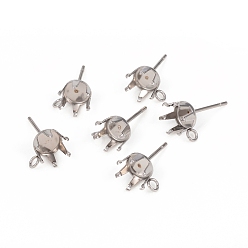 Нержавеющая Сталь Цвет Не тускнеет 304 серьги-гвоздики из нержавеющей стали, серьги с зубцами, с петлей, цвет нержавеющей стали, 10.3x7 мм, отверстие : 1.8 мм, штифты : 0.8 мм, лоток : 6 мм