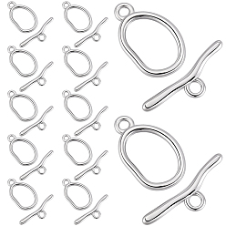 Нержавеющая Сталь Цвет 12 сумки 304 застежки-крючки из нержавеющей стали, овальные, цвет нержавеющей стали, овальный : 25x15x2 mm, отверстие : 3 мм, 16.5x11 мм внутренним диаметром, бар: 28.5x8.5x2.5 mm, отверстие : 3 мм