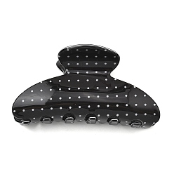 Черный Пластиковые заколки-крабики из ПВХ для женщин и девочек, узор в горошек, чёрные, 47.5x88x42 мм