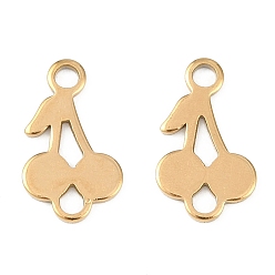 Золотой Ионное покрытие (ip) 304 фруктовые звенья из нержавеющей стали, подвески вишневый соединитель, золотые, 13x8x1 мм, отверстие : 1.6 мм