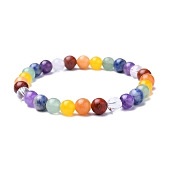Colorful Mixed Gemstone Stretch Bracelets, Natural & Synthetic, Dyed, Chakra Bracelets, Colorful, 2 inch(50mm)