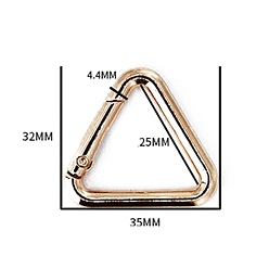 Light Gold Пружинные кольца из цинкового сплава, треугольные, золотой свет, 32x35x4.4 мм, отверстие : 25 мм