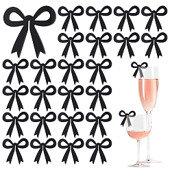Черный 30Шармы из акрилового бокала для вина, бокал маркер, бантом, чёрные, 50x54x3 мм