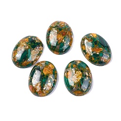 Малахит Собранные синтетические малахитовые и имперские яшмы кабошоны, окрашенные, овальные, 30~30.7x22~22.5x7.8 мм
