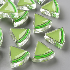 Yellow Green Transparent Enamel Acrylic Beads, Watermelon, Yellow Green, 23.5x25.5x9mm, Hole: 3.5mm