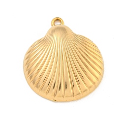 Настоящее золото 18K Ионное покрытие (ip) 304 подвески из нержавеющей стали, подвески в форме ракушек, реальный 18 k позолоченный, 28x24.5x6.5 мм, отверстие : 2.5 мм