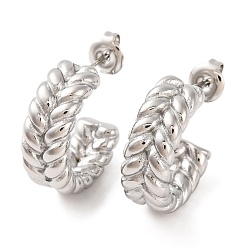 Нержавеющая Сталь Цвет Не тускнеют 304 серьги-гвоздики из нержавеющей стали, С-образный поворот, цвет нержавеющей стали, 21x8 мм