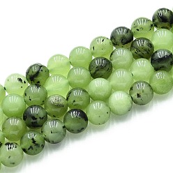Светло-зеленый Природного кварца нитей бисера, окрашенные, круглые, имитация пренит, светло-зеленый, 8~8.5 мм, отверстие : 0.9~1 мм, около 45~47 шт / нитка, 14.96~15.35 дюйм (38~39 см)