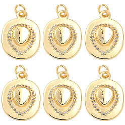 Настоящее золото 18K 8 кулоны из латуни с прозрачным кубическим цирконием, без кадмия и без свинца, ковбойской шляпе, реальный 18 k позолоченный, 21x15x5 мм, отверстие : 3.5 мм