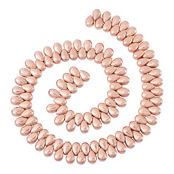 Гальванический Розовый Золотой Бусины, гальваническое стекло, 1 нитка , слеза, покрытием из розового золота, 9x6x5.5 мм, отверстие : 0.9 мм, около 125 шт / нитка, 15.75 дюйм (40 см)