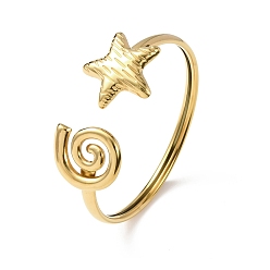 Звезда Морская тематика 304 браслеты-манжеты из нержавеющей стали, браслеты на концах для женщин, золотые, звезда, внутренний диаметр: 2.13 дюйм (5.4 см) x 2.36 дюйм (6 см)