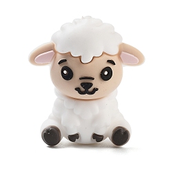 Белый Силиконовые бусины, овца, белые, 29x26x17 мм, отверстие : 2 мм