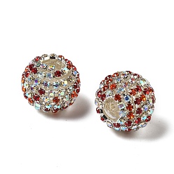 Красный Сверкающие стеклянные стразы круглые бусины, с акрилом внутри, для изготовления бисерных ручек для изготовления бижутерии и брелоков, красные, 17.5x16 мм, отверстие : 2.5 мм