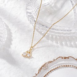 Вишня Колье с кулоном из латуни с прозрачным кубическим цирконием, 304 колье из нержавеющей стали, вишня, 15.55 дюйм (39.5 см), вишневый: 14x12 мм