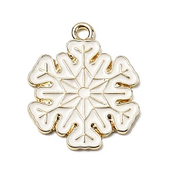 Снежинка Рождественские эмали сплава подвески, золотые, снежинка, 30x24x2 мм, отверстие : 2.1 мм